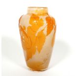 VASE, Replika nach Gallé/Rumänien, farbloses Glas,