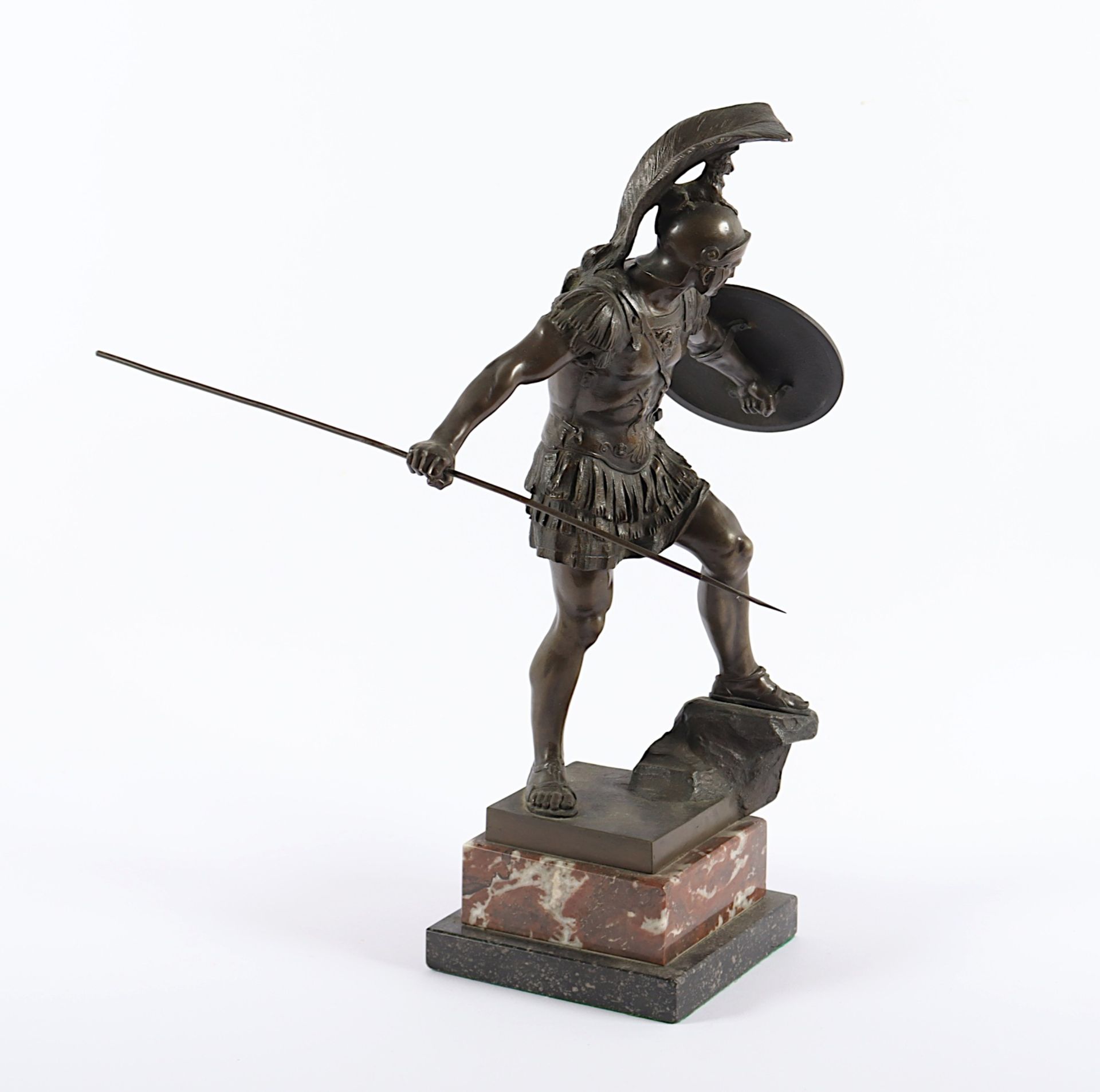SCHIVELKAMP, Helmuth (1849-1890), "Römischer Krieger mit Schild und Lanze", Bronze, H 33, am Sockel - Bild 3 aus 6