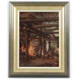 UMBRICHT, Honoré Louis (1860-1943), "Blick in eine Gießerei", Öl/Holz, 33 x 23,5, oben rechts signi