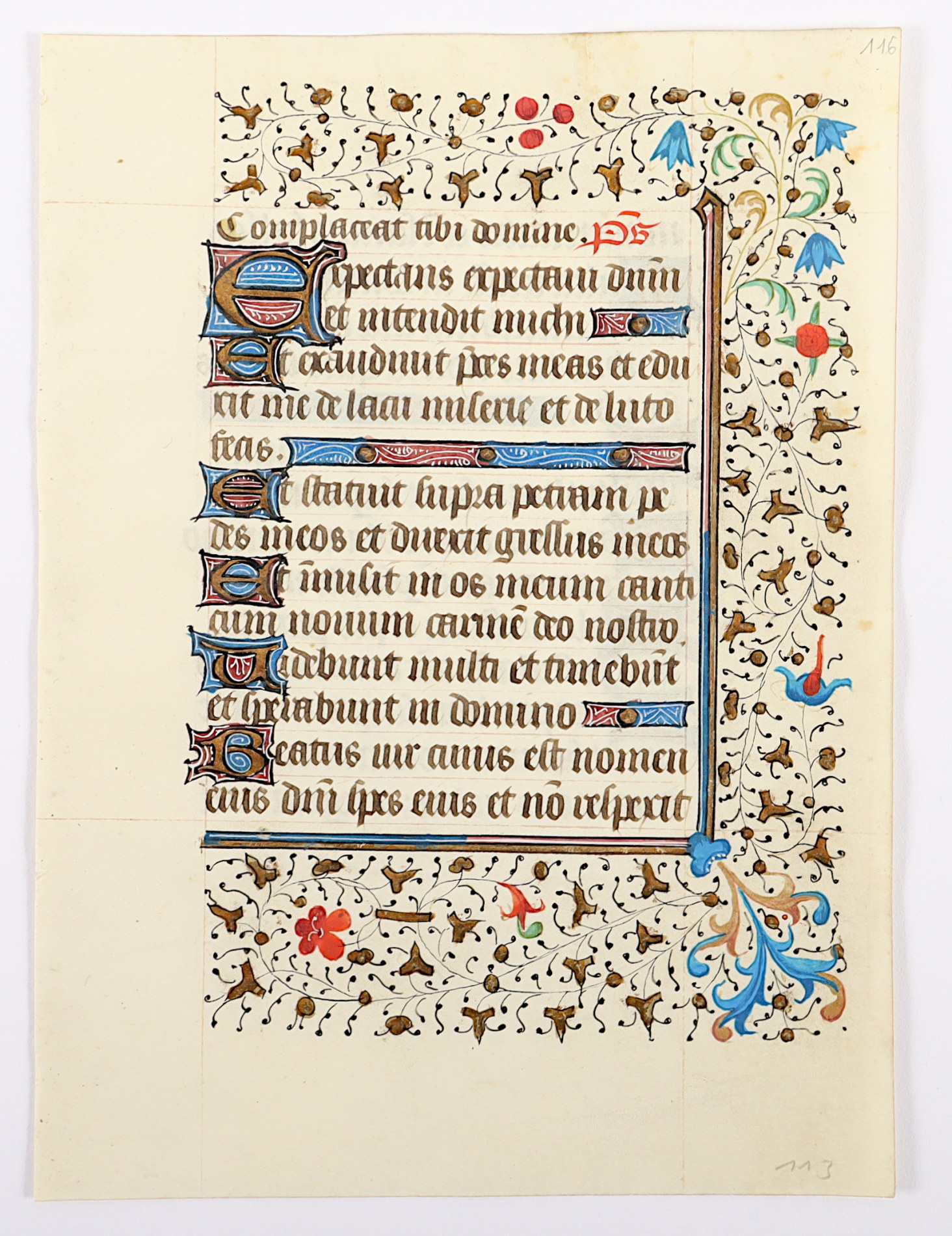 BLATT AUS EINEM FRANZöSISCHEN SKRIPTORIUM, wohl Troyes, um 1450, beidseitig, mit farbigen Initialen