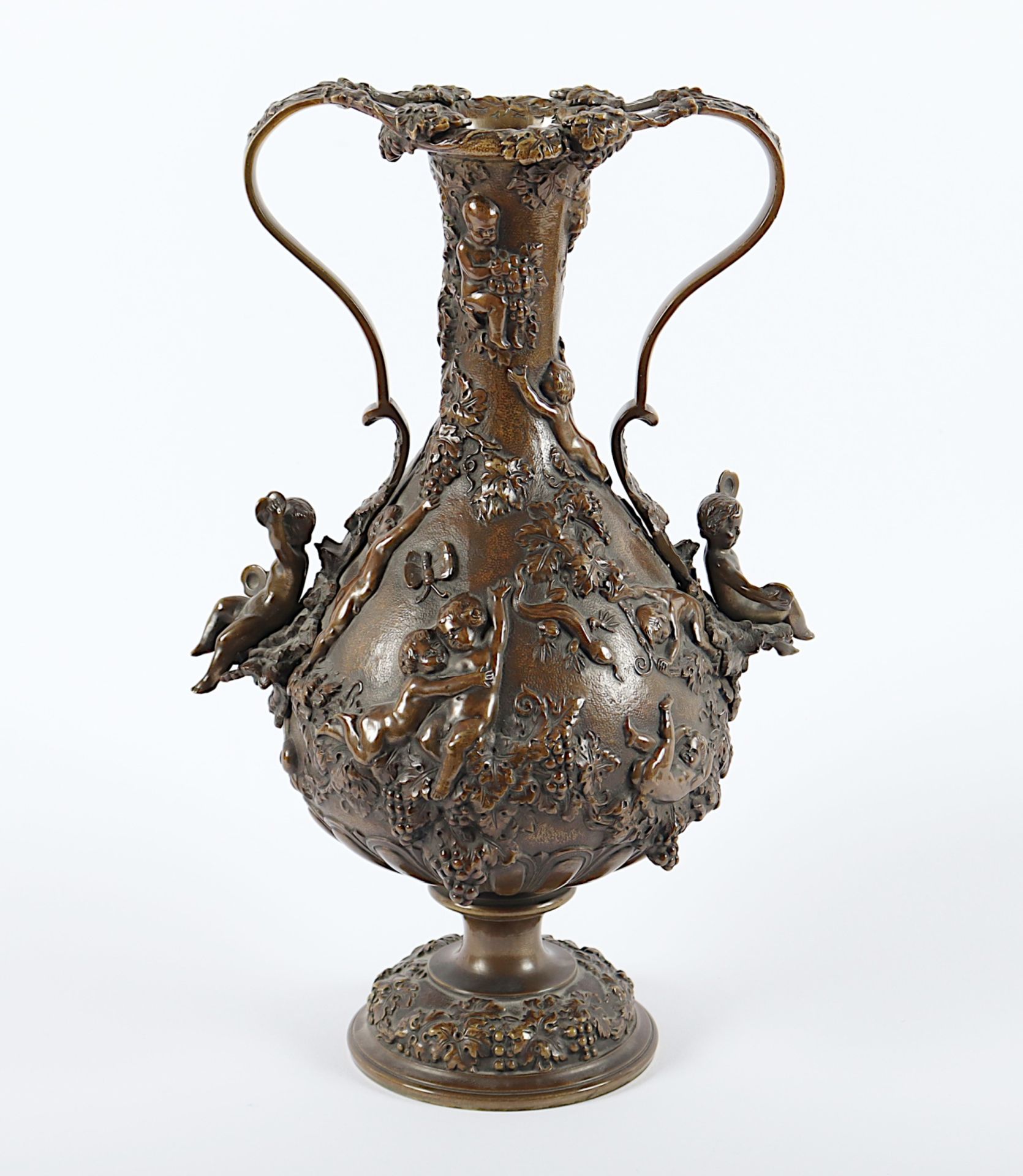 VASE "BACCHANAL", Bronze, H 30, ENGLAND, E.19.Jh.  - Bild 4 aus 4