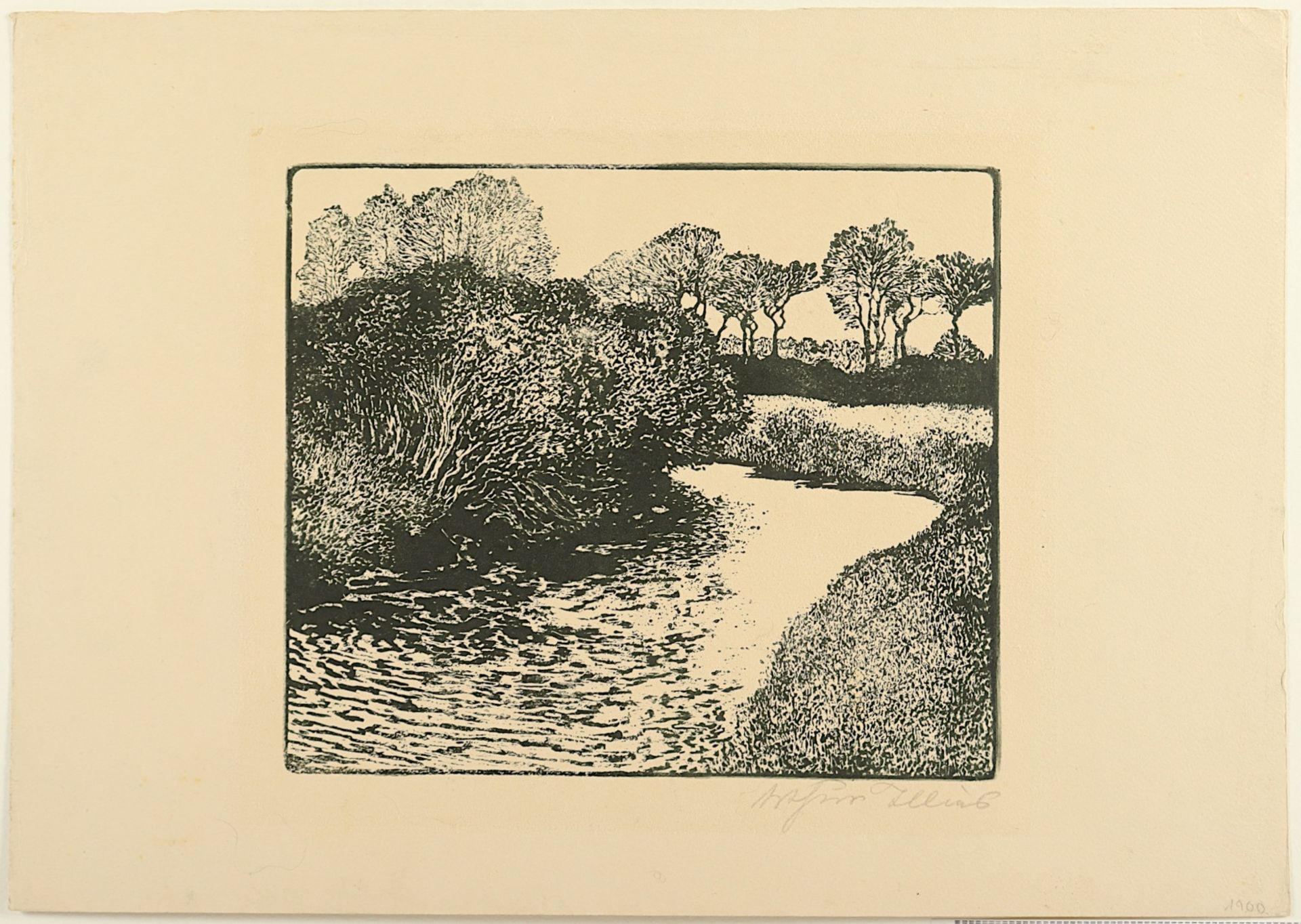 ILLIES, Arthur, 2 Arbeiten, "Alsterwiesen" und "Uferweiden", Zinkätzungen 24 x 28, jeweils handsign - Bild 2 aus 3