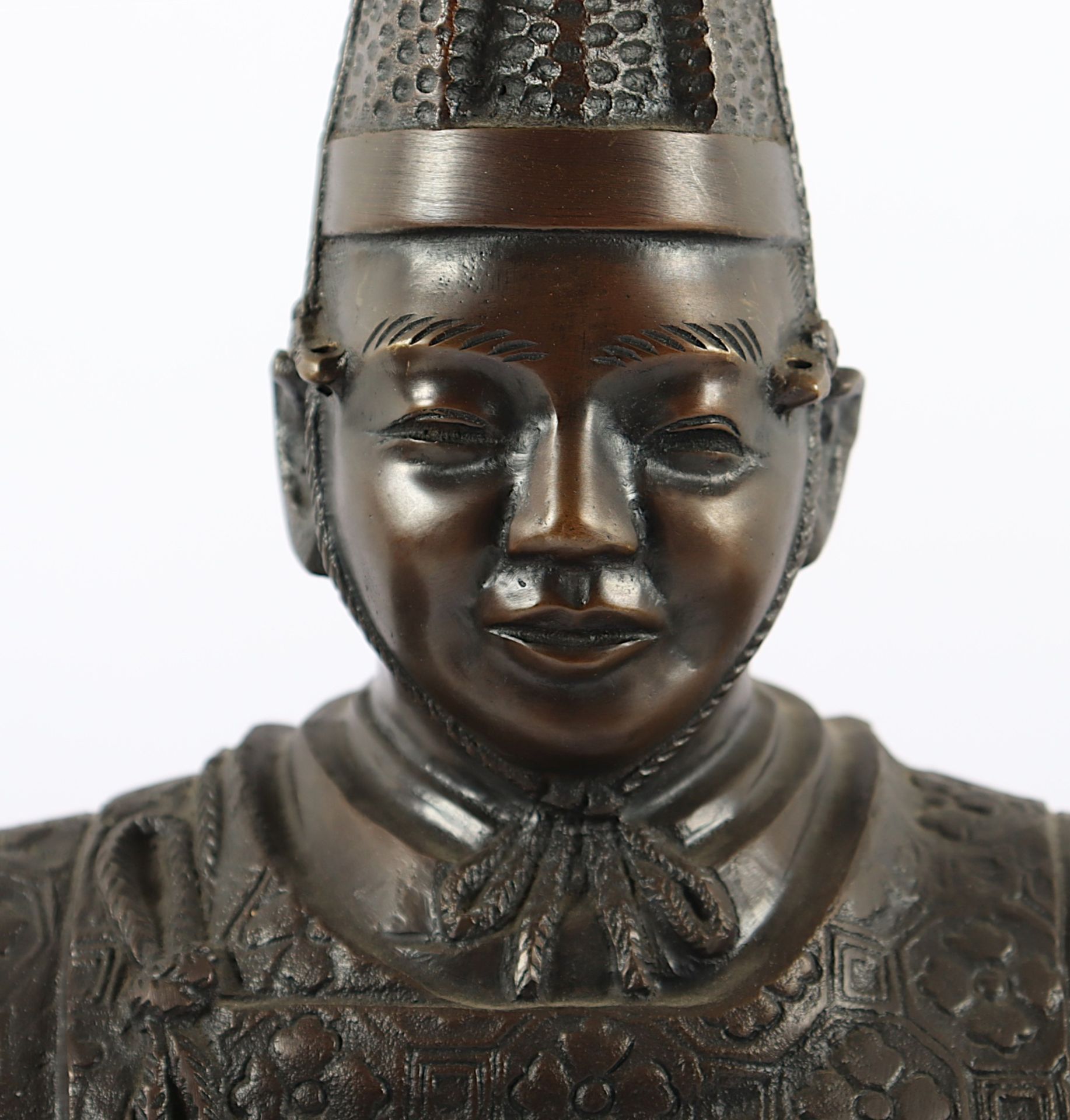 GROSSE FIGUR EINES TÄNZERS, Bronze, braun patiniert, abnehmbare Maske, H 50, JAPAN, 20.Jh.  - Image 4 of 5