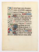 BLATT AUS EINEM FRANZöSISCHEN STUNDENBUCH, um 1470, beidseitig, mit 8 schönen Initialen mit Blattgo