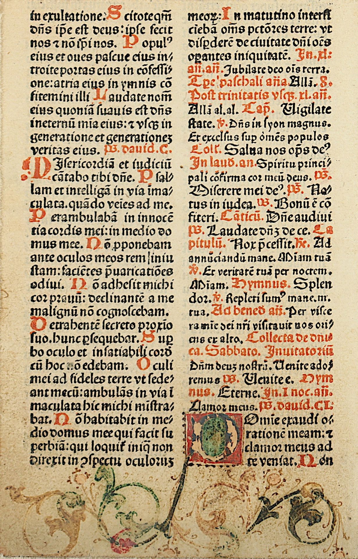 SEITE AUS EINER HANDSCHRIFT, Breviarium Ord. Cisterciensis, Grüninger um 1499, Tusche auf Papier, c - Bild 2 aus 3