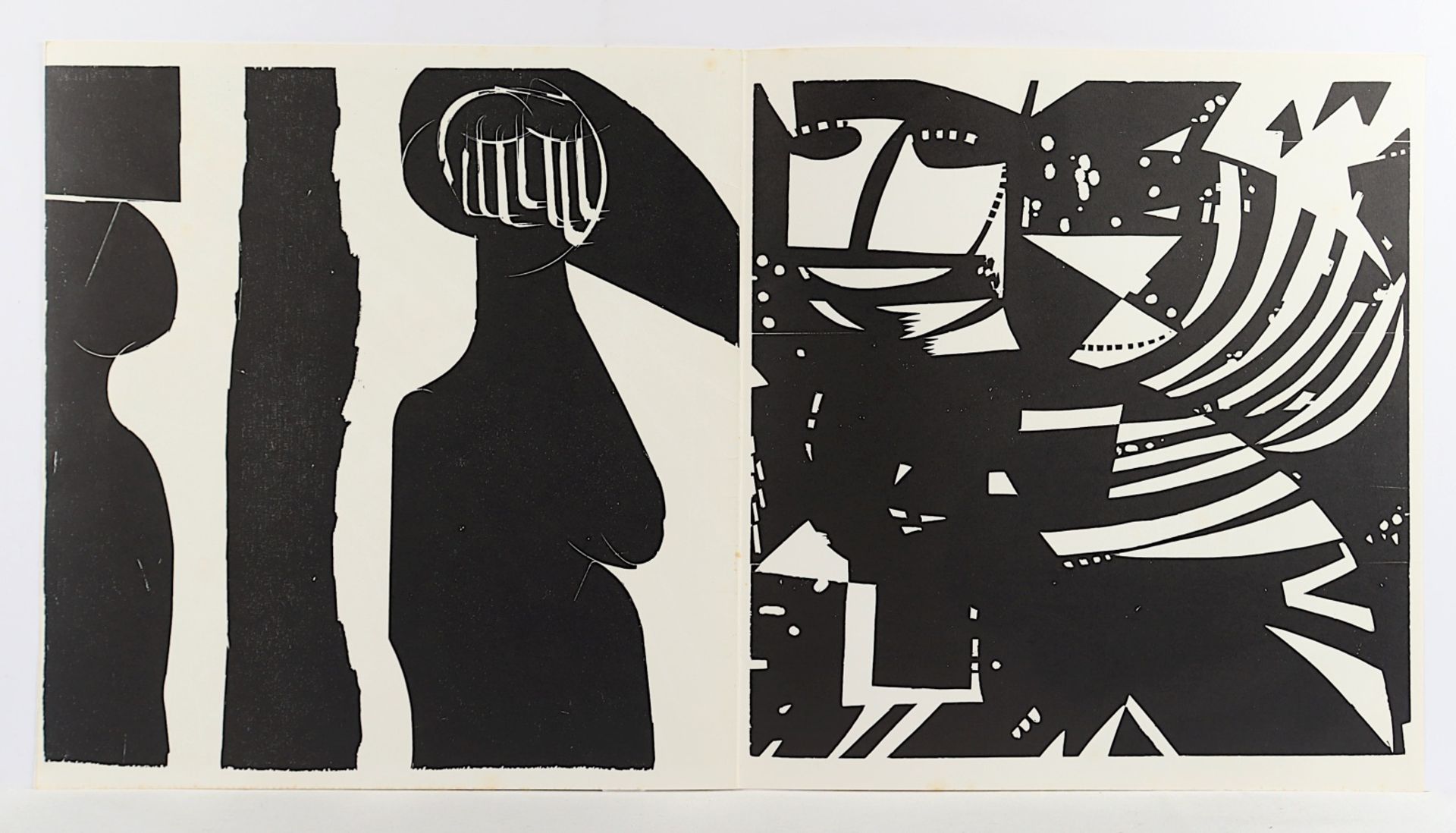 GRIESHABER, Hap, Mappe "Skizzen zu figura", 1970, 53 x 50, und zwei ungerahmte Farbholzschnitte, ei - Bild 2 aus 4
