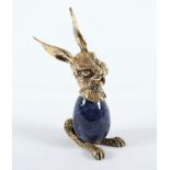 FIGUR "HASE", 800/ooo, vergoldet, Korpus Lapislazuli, H 10,5, ITALIEN, 20.Jh.