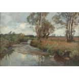 STOCKMANN, Hermann (1867-1938), "Flusslandschaft", Öl/Malkarton, 34 x 49, unten rechts signiert, be