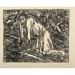 BARLACH, Ernst, "Christus in Gethsemane", Original-Holzschnitt, 20,5 x 25,5, nummeriert 16/100, han