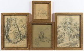 ZICK, Alexander (1845-1907), vier Zeichnungen, Bleistift/Papier, bis 32 x 24, jeweils signiert bzw.