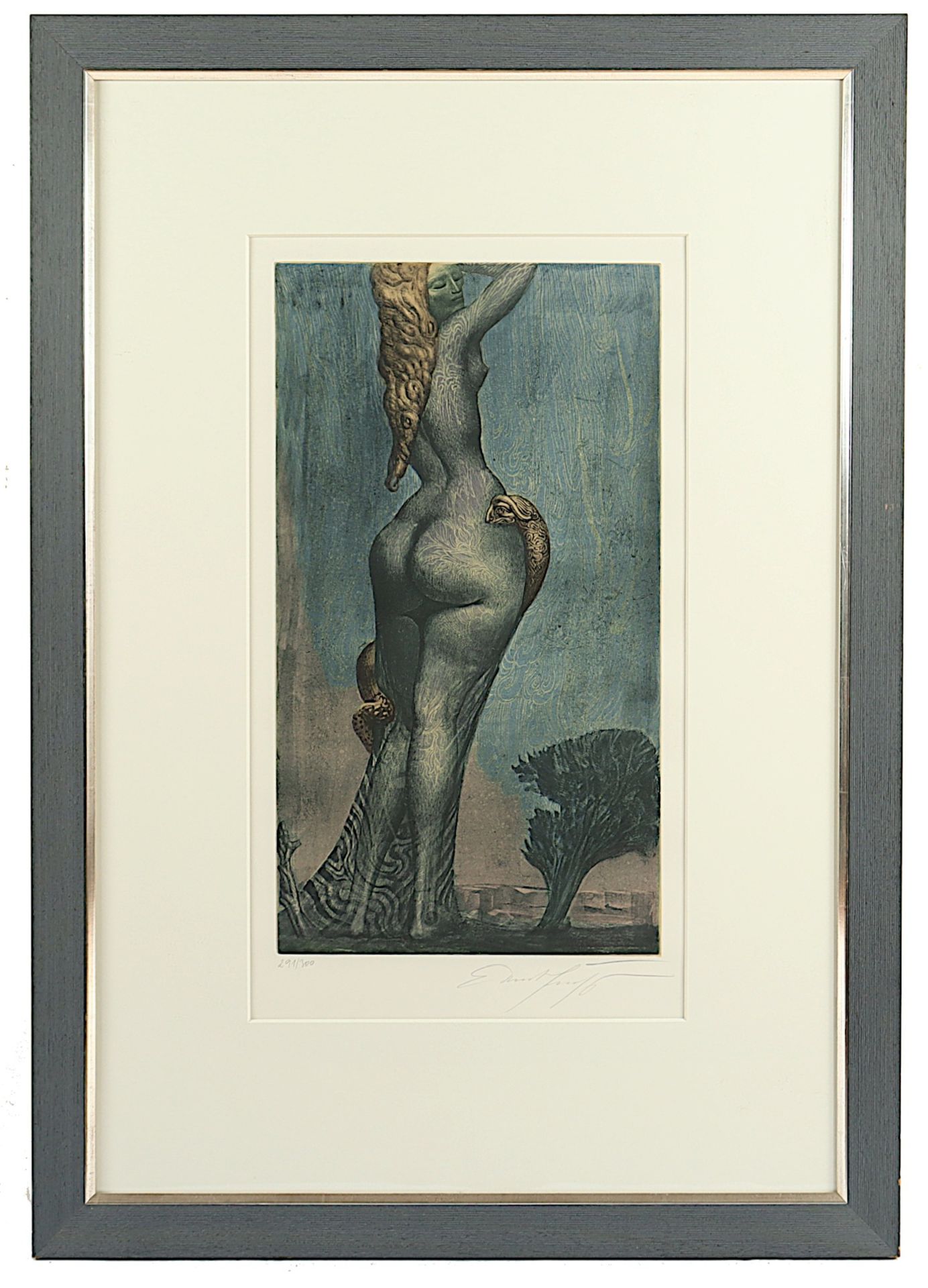 FUCHS, Ernst, "Frau Lot", Original-Farbradierung, 56 x 31, nummeriert 291/300, handsigniert, 1972,  - Bild 2 aus 2