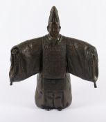 GROSSE FIGUR EINES TÄNZERS, Bronze, braun patiniert, abnehmbare Maske, H 50, JAPAN, 20.Jh. 