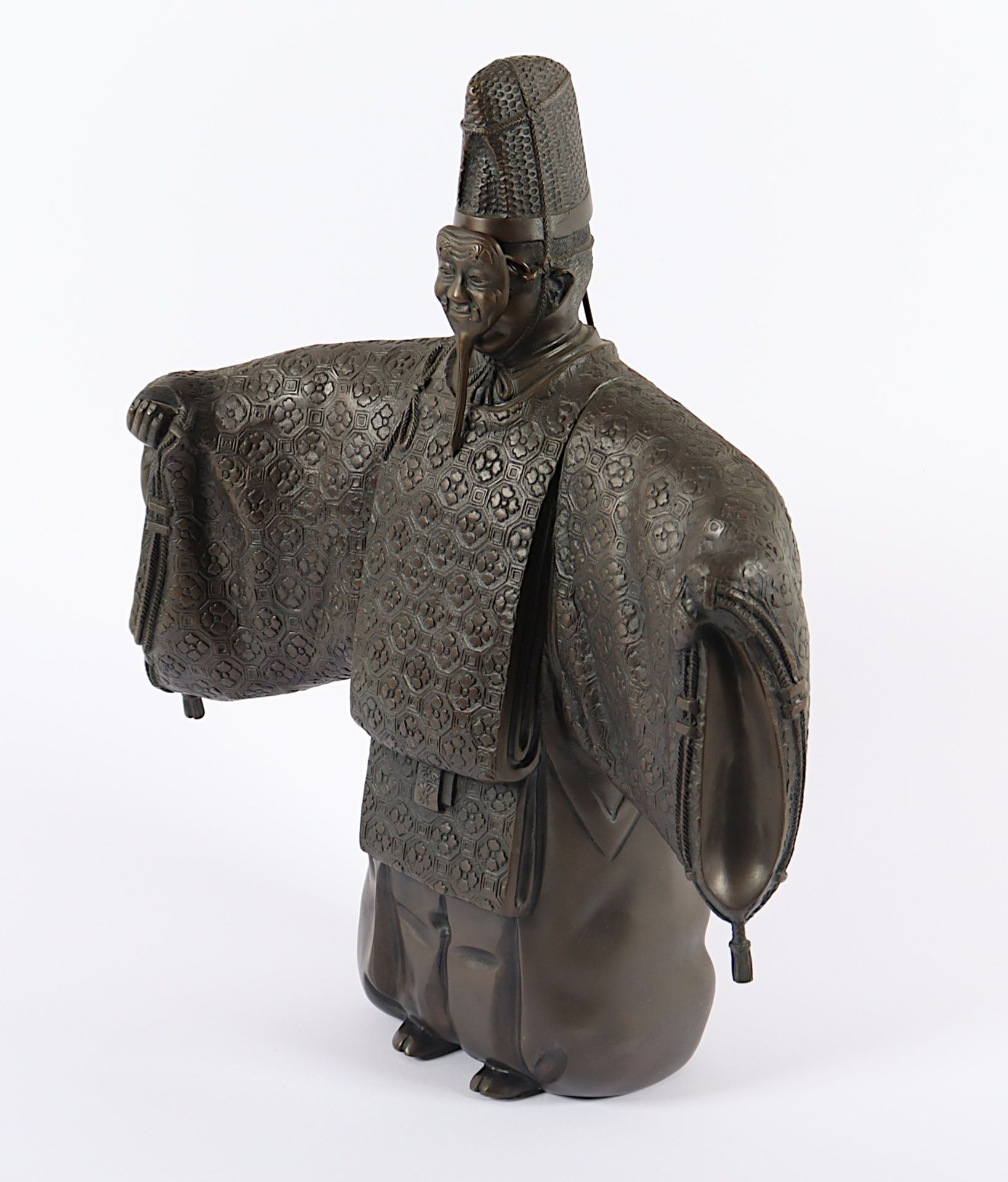 GROSSE FIGUR EINES TÄNZERS, Bronze, braun patiniert, abnehmbare Maske, H 50, JAPAN, 20.Jh.  - Image 2 of 5