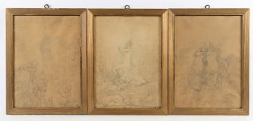 ZICK, Alexander (1845-1907), drei Zeichnungen mit mythologischen Szenen, Bleistift/Papier, 37 x 27,