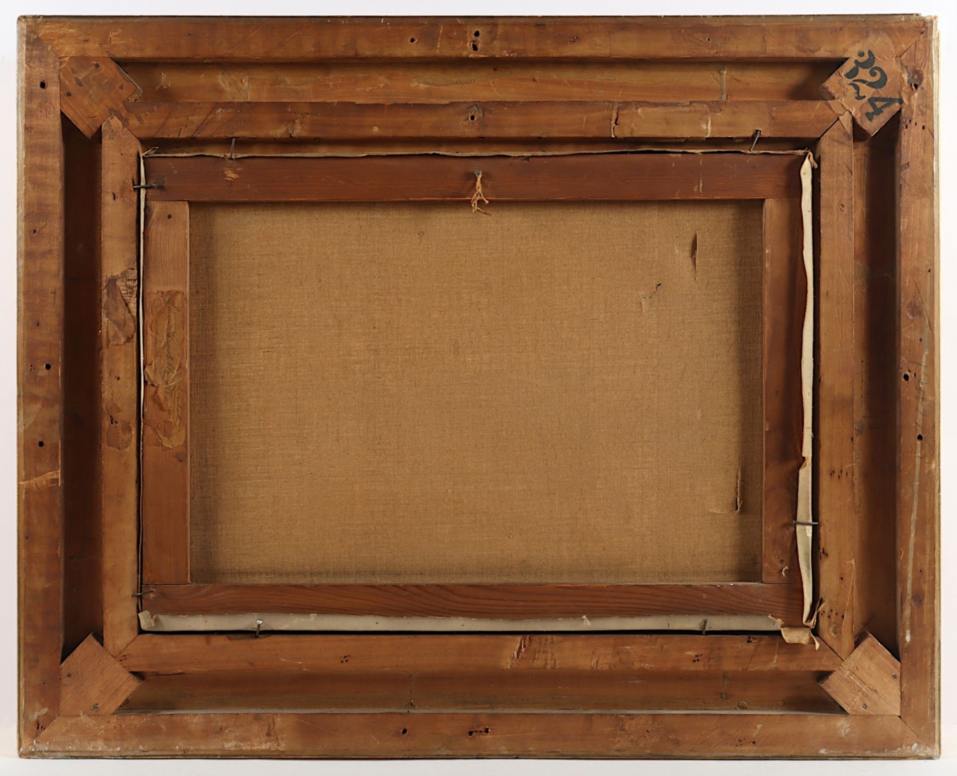BILDERRAHMEN, breite, schwere Holzleiste, stuckiert, beigegeben ein Ölbild signiert Firmin Castille - Bild 3 aus 3