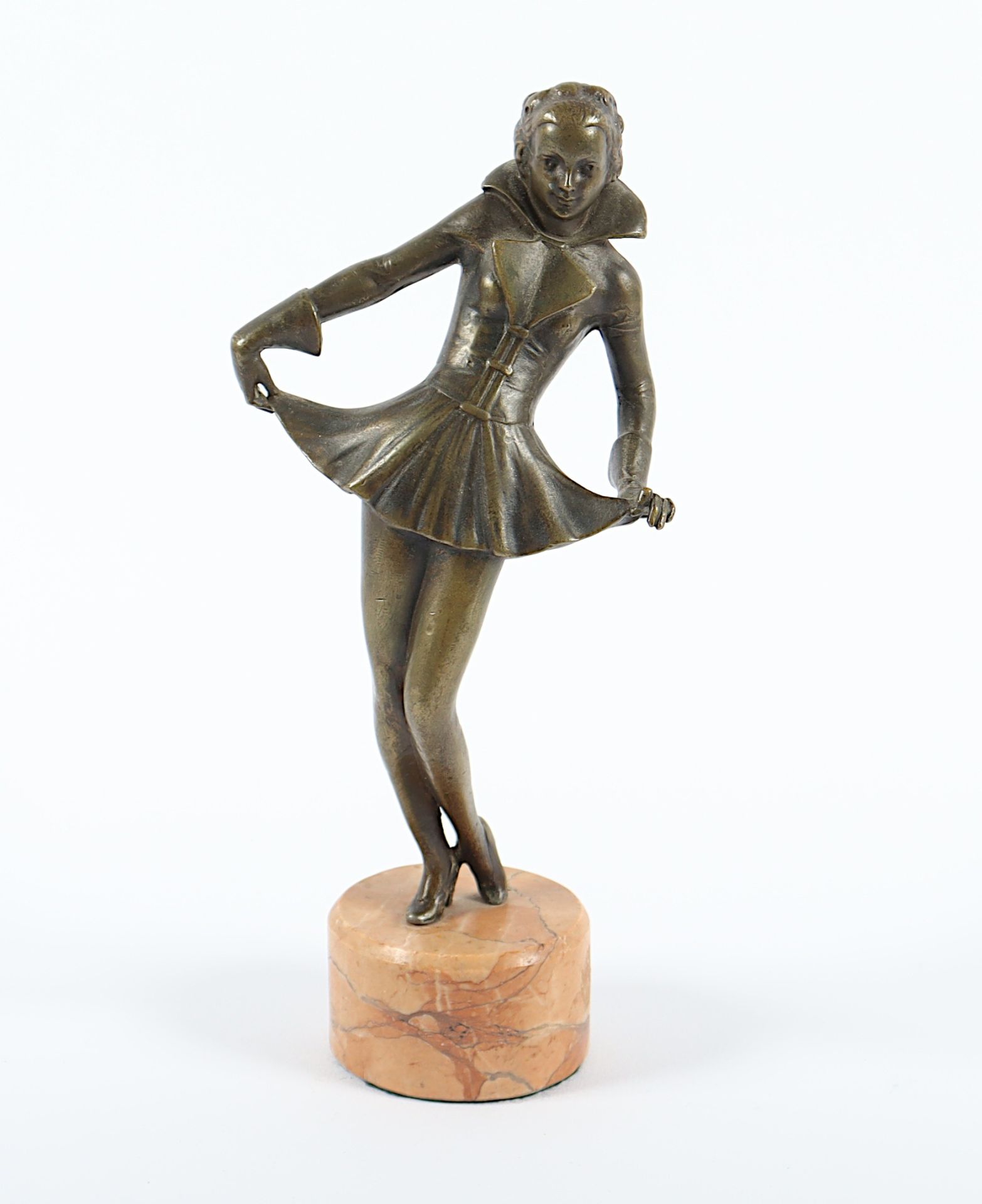 KLAR, F.O., (Deutsch, um 1920), "Tänzerin", Bronzefigur, signiert, H 15, Marmorsockel 