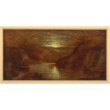 TENISWOOD, George F. (tätig 1840-1880), "Mondnacht auf dem Rhein", Öl/Malkarton, 13 x 27 (Passepart