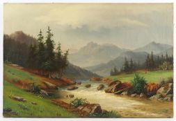 SCHMITZ, Carl Ludwig (Maler 2.H.19.Jh.), "Alpenlandschaft", Öl/Lwd., 47 x 70, min.besch., unten lin
