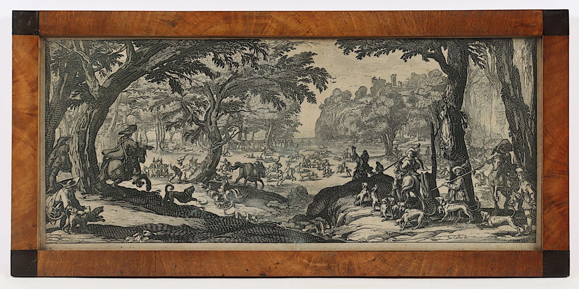 CALLOT, Jacques, Nachfolger, "Jagdszene", Radierung, 20 x 46, Lieure 353, R.