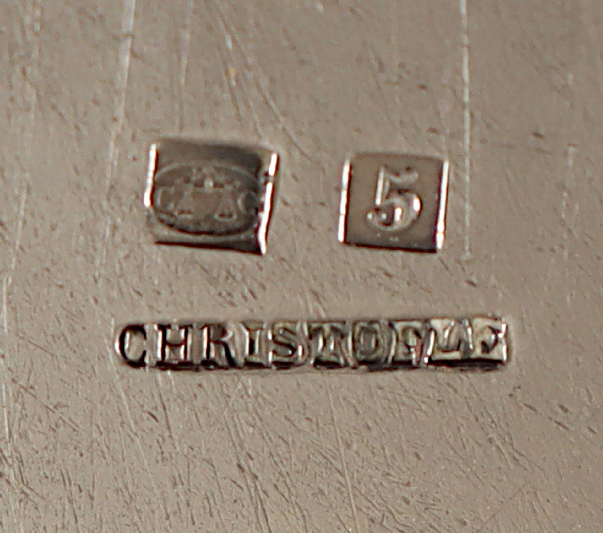 UNTERSETZER, Metall, versilbert, Dm 15,5, gemarkt CHRISTOFLE  - Bild 2 aus 2