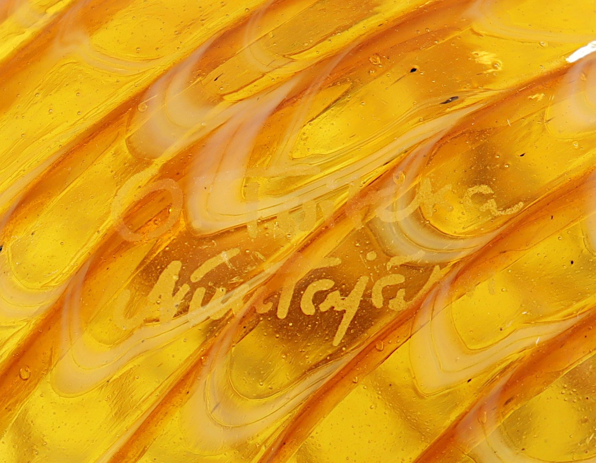 VOGEL, amberfarbenes Glas mit polychromen Aufschmelzungen, signiert, Oivo TOIKKA (1931-2019), NUUTA - Bild 3 aus 3