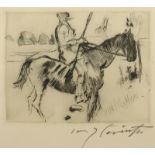 CORINTH, Lovis, "Don Quichote", Original-Radierung, 11,5 x 13,5, handsigniert, unter Passepartout,