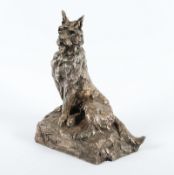 FIOT, Maximilien Louis (1886-1953), "Sitzender Terrier", Bronze, silbern patiniert, H 24, seitlich 