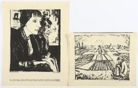 HECKEL, Erich, zwei Lithografien, "Die Fahrt", ca. 26 x 21, "Belgische Landschaft", zwei Lithografi