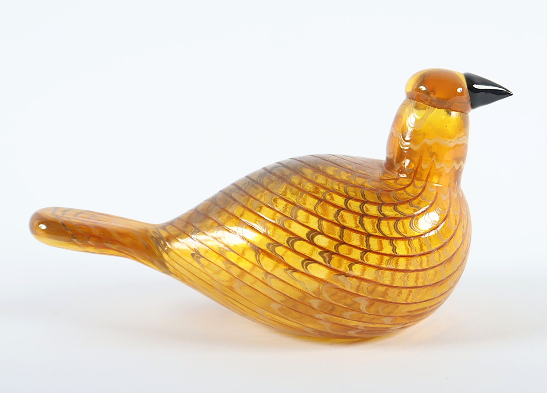 VOGEL, amberfarbenes Glas mit polychromen Aufschmelzungen, signiert, Oivo TOIKKA (1931-2019), NUUTA - Bild 2 aus 3