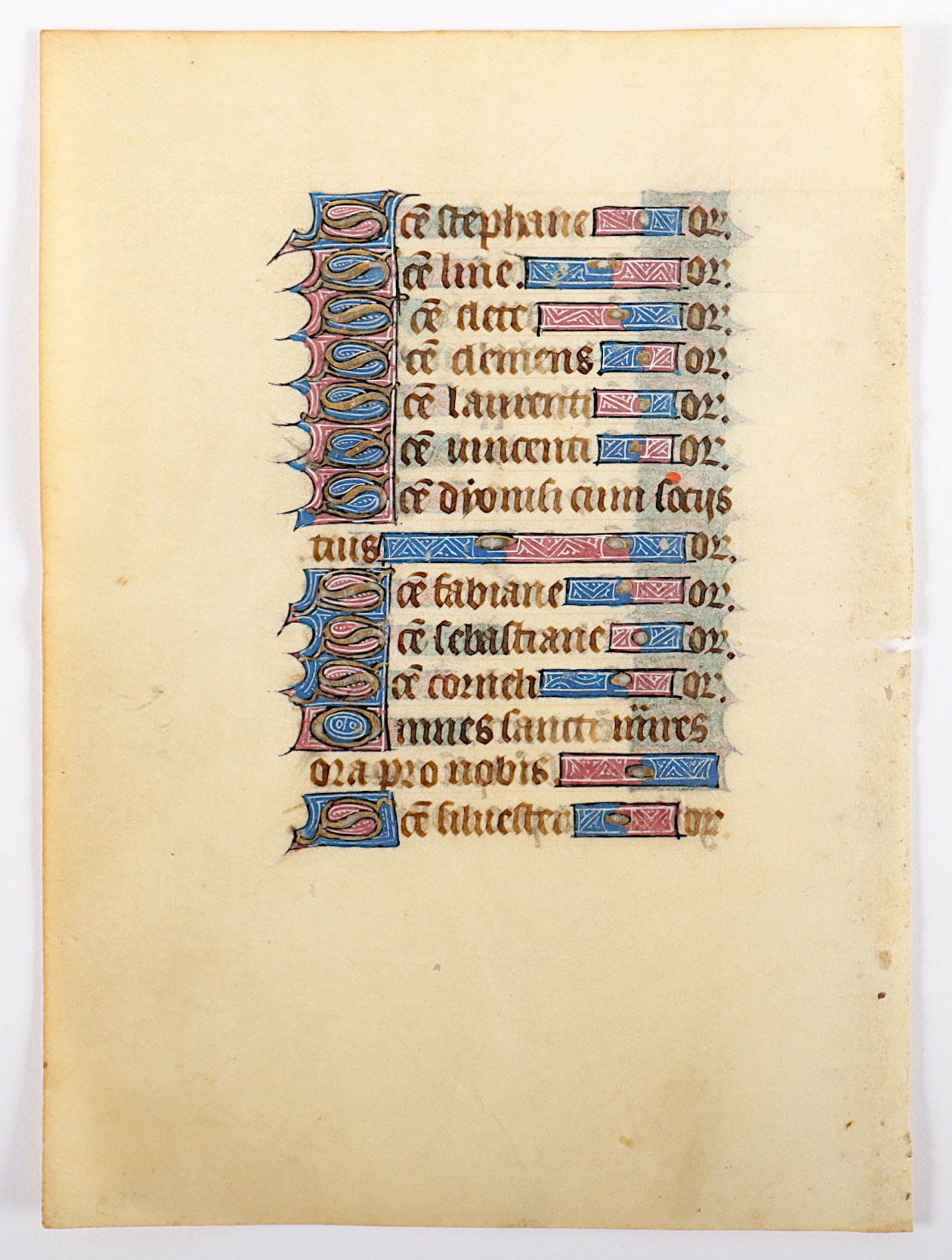 BLATT AUS EINEM FRANZöSISCHEN STUNDENBUCH, um 1460, Text auf Pergament, beidseitig, 15,2 x 11, schö