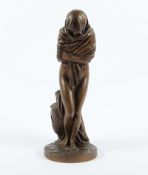 HOUDON, Jean-Antoine (1741-1828), nach, "La Frileuse", Allegorie des Winters, Bronze, H 28,5, am So