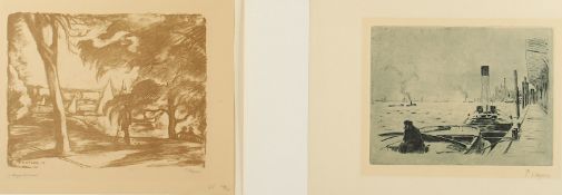 KAYSER, Paul, zwei Arbeiten: "Auguststraße" und "Schleppdampfer", Lithografie und Radierung, bia 23