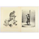 WEBER, A. Paul, 2 Arbeiten, "Die Bücherkiste" (1971), "Der Leser III" (1962), Original-Lithografie