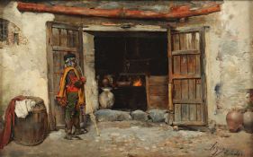 SEGUI ARECHALA, Mamerto (1862-1908), "Besuch beim Schmied", Öl/Holz, 17,5 x 27,5, unten rechts sign