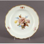 DESSERTTELLER, farbig und gold gemalte Blumen, Goldzahnkante, Dm 17,5, MEISSEN, um 1900