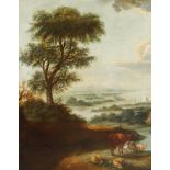 MALER DES 17.JH., "Arkadische Landschaft", Öl/Lwd., 77 x 64, R.