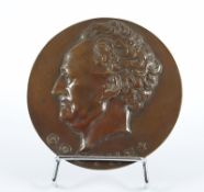 ELKAN, Benno (1877-1960), "Goethe", Bronzeplakette, verso signiert, Dm 13 