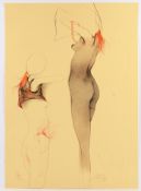 BRUNI, Bruno, "Zwei Frauenakte", Original-Farblithografie, 87 x 63, nummeriert 999/1000, handsignie