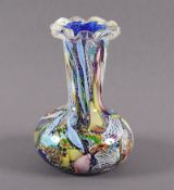 VASE, farbloses Glas, polychrome Einschmelzungen, H 14,5, Aureliano TOSO, MURANO 