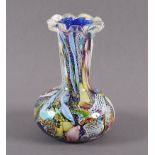 VASE, farbloses Glas, polychrome Einschmelzungen, H 14,5, Aureliano TOSO, MURANO