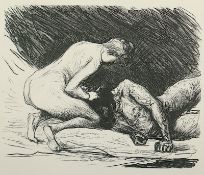 LIEBERMANN, Max, "Samson und Delilah", Holzschnitt, auf Bütten, 15 x 17, 1922, Heyder, Berlin, R. 