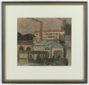 VAN DER ZWEEP, Douwe Jan (1890-1975), "Fabrik mit Lokomotive", Pastell/Papier, 29 x 33 (Passepartou