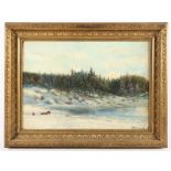 BORGEN, H. C. (Maler E.19.Jh.), "Am winterlichen Seeufer", Öl/Lwd., 36 x 52, doubliert, unten recht