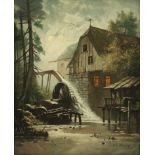 HENNINGS, Johann Friedrich (1838-1899), "Mondnacht an einer Wassermühle", Öl/Lwd., 37,5 x31, besch.