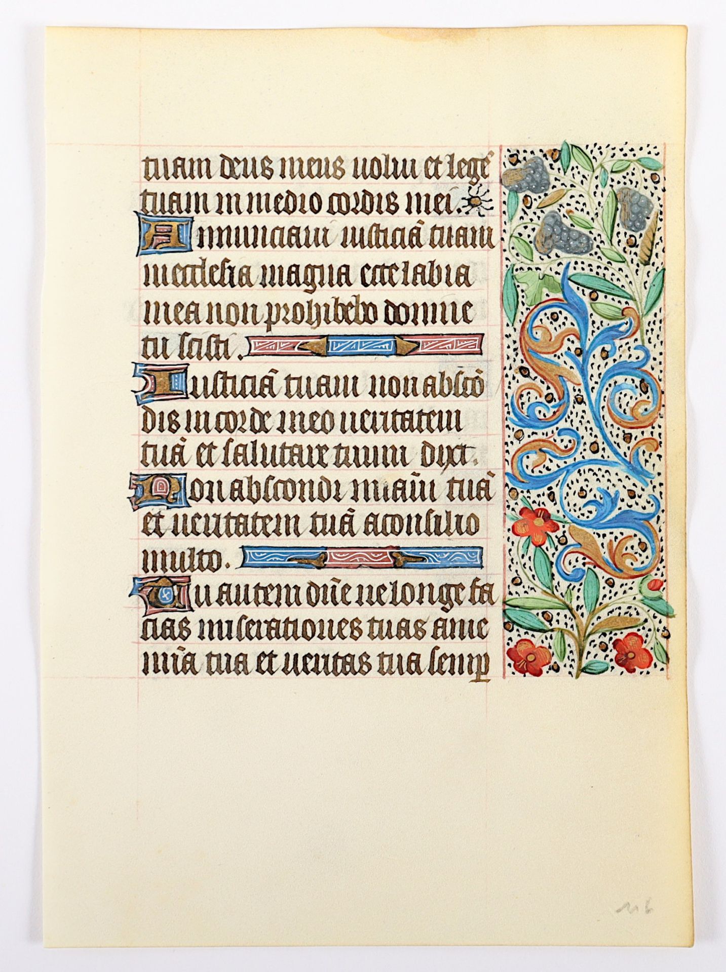 BLATT AUS EINEM FRANZöSISCHEN STUNDENBUCH, Rouen, um 1470, beidseitig, mit 8 schönen Initialen mit  - Image 2 of 2