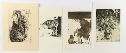 JANSSEN, Horst, 4 Original-Radierungen, bis 30 x 21, jeweils handsigniert, Editionen der Griffelkun