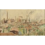 PAULUS, Pierre (1881-1959), "Industrielandschaft bei Charleroi", 27 x 47 (Passepartoutausschnitt),