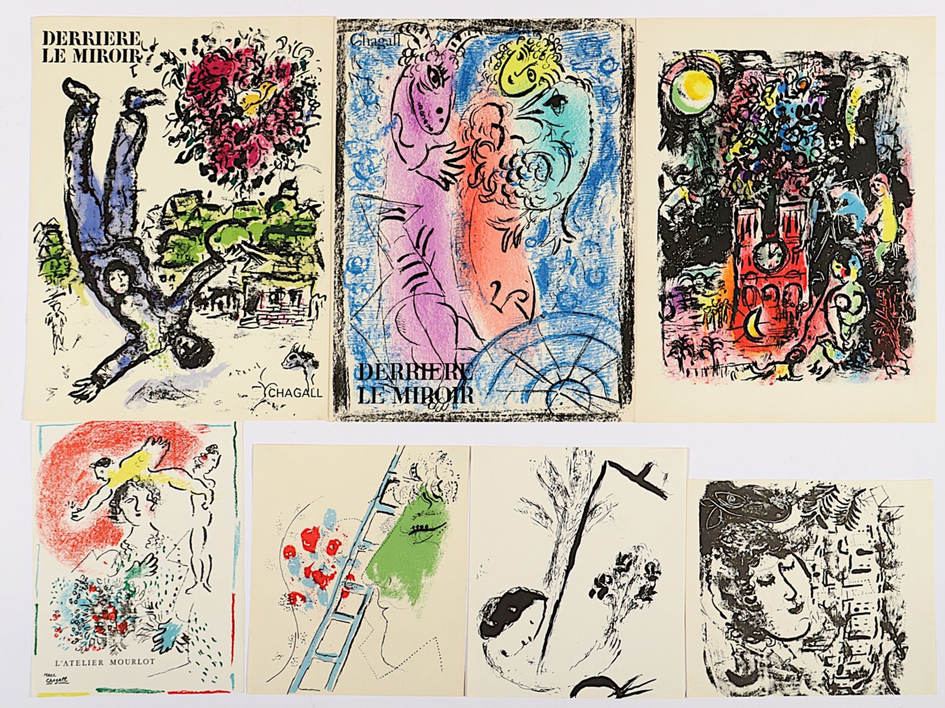 CHAGALL, Marc, Konvolut von 13 Arbeiten, Original-Lithografien, teils aus Derriere le miroir, L'Ate