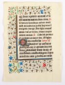 BLATT AUS EINEM FRANZöSISCHEN STUNDENBUCH, wohl Troyes, um 1450, Text auf Pergament, beidseitig, 15