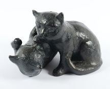 SEVER, Klara (*1935), "Zwei Katzen", Keramik, bronziert, H 15, 1973 